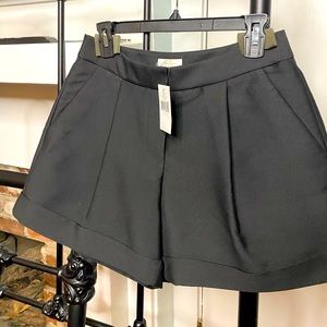 Kate Spade black satin pleated shorts